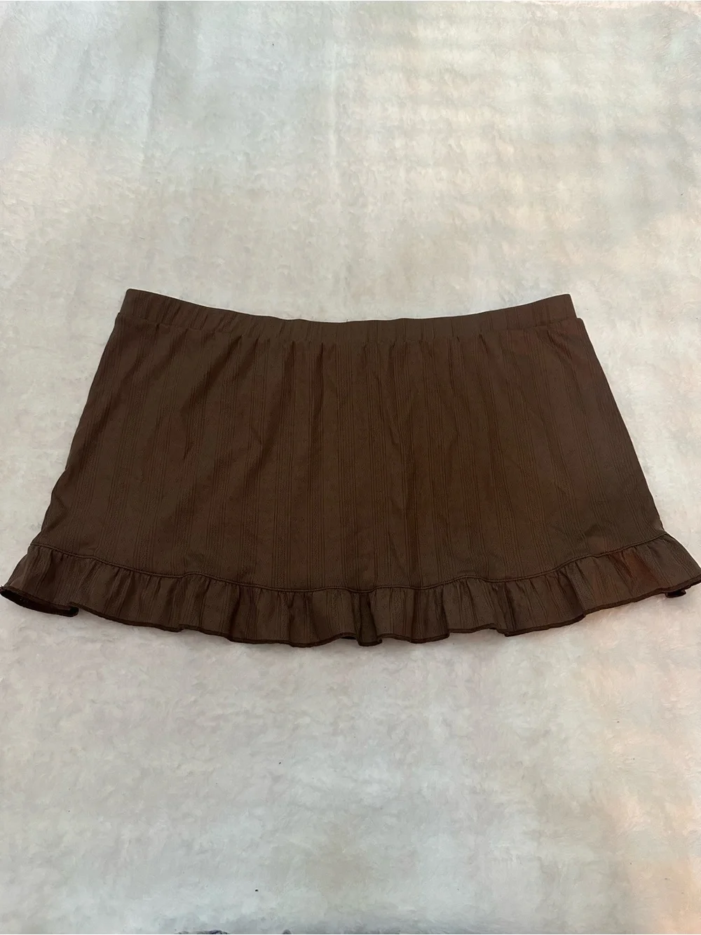 New! Frankie's Bikinis x PINK Brown Ruffle Hem Swim Coverup Skirt 9074